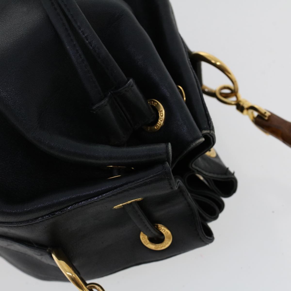 GUCCI Bamboo Hand Bag Leather 2way Black 001.2040.165 45904