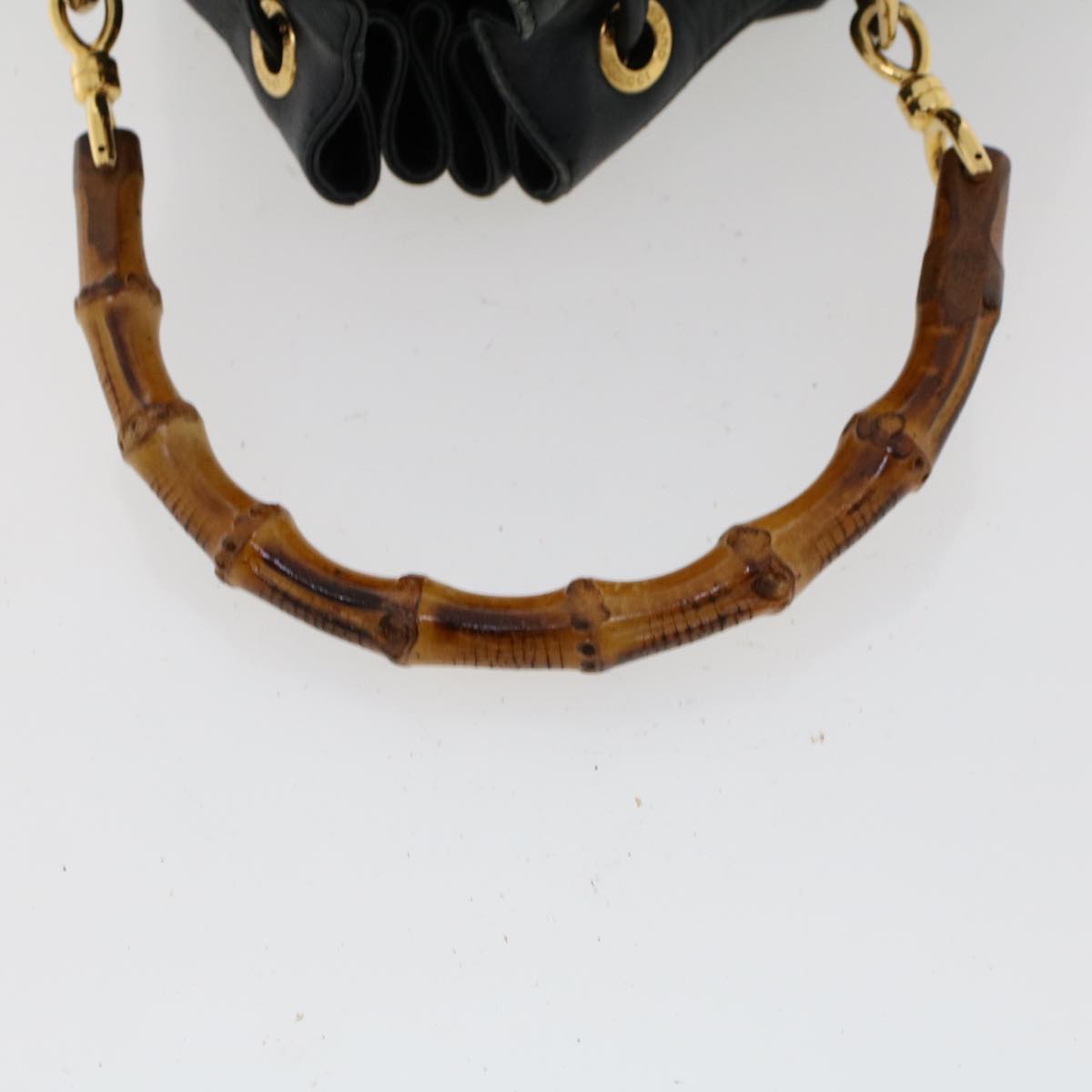 GUCCI Bamboo Hand Bag Leather 2way Black 001.2040.165 45904