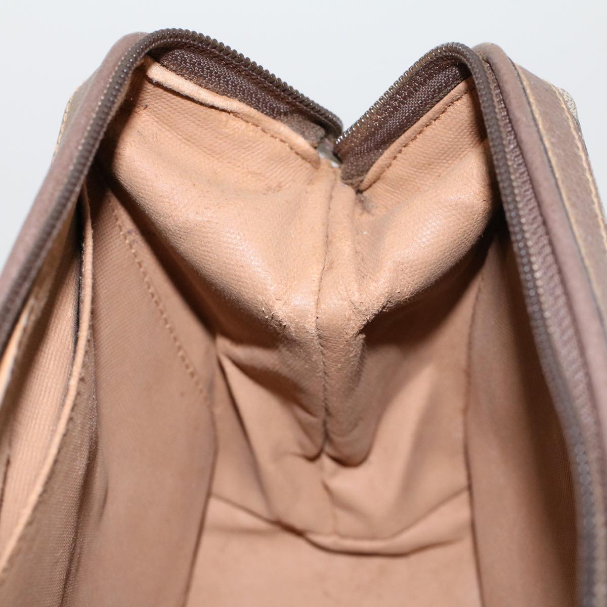 GUCCI GG Canvas Pouch PVC Leather Beige 45909