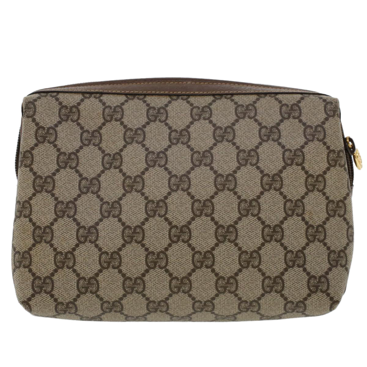 GUCCI GG Canvas Pouch PVC Leather Beige 45909