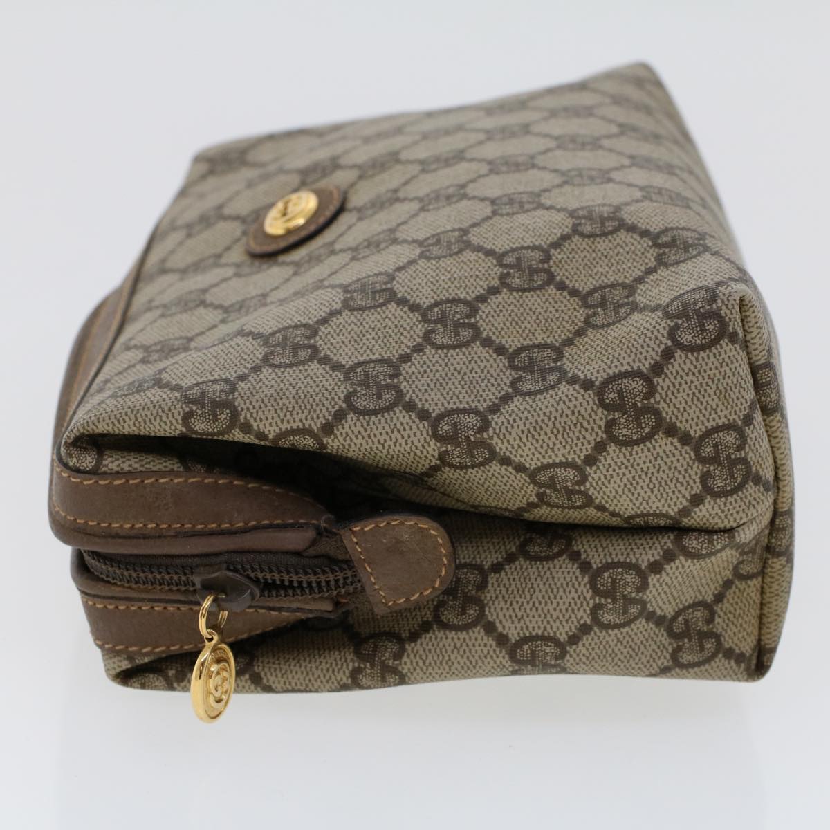 GUCCI GG Canvas Pouch PVC Leather Beige 45909