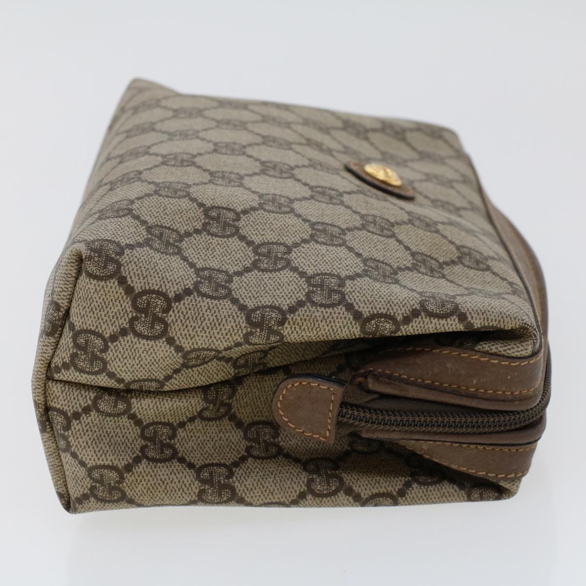 GUCCI GG Canvas Pouch PVC Leather Beige 45909