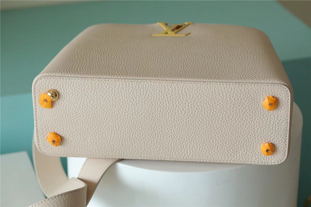 LV Capucines GLAMI Taurillon Creme Beige/ Plume Yellow Berlingot For Women, WomenÃ¢â‚¬â„¢s Bags, Shoulder And Crossbody Bags 10.6in/27cm LV