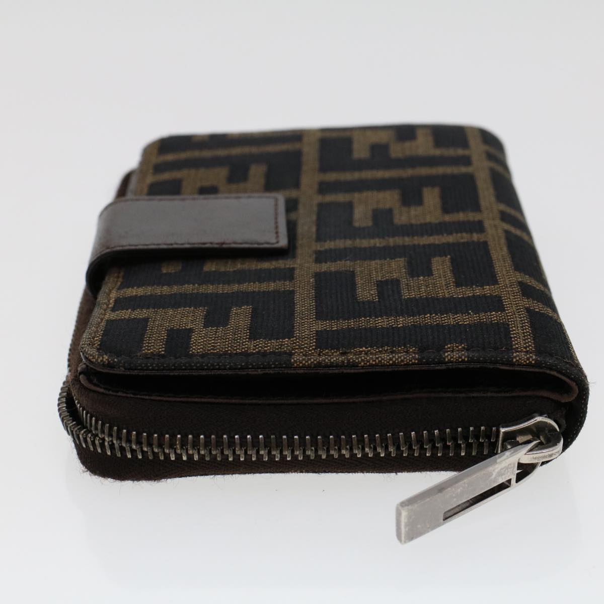 FENDI Zucca Canvas Wallet Black Brown 45939