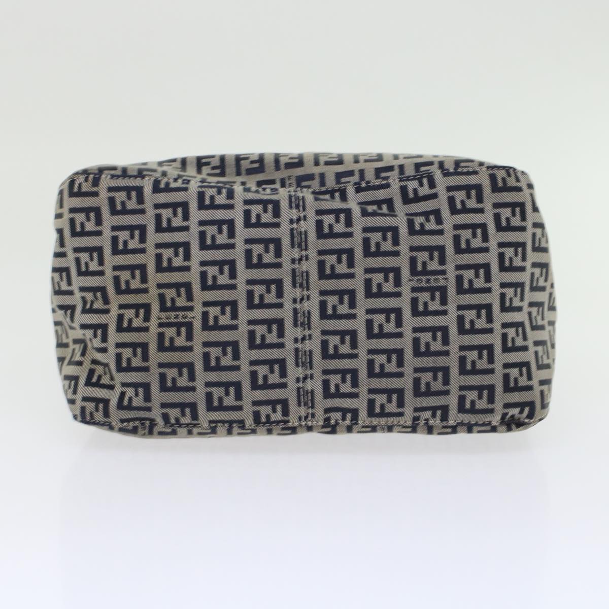 FENDI Zucchino Canvas Mamma Baguette Shoulder Bag Leather Navy 45956