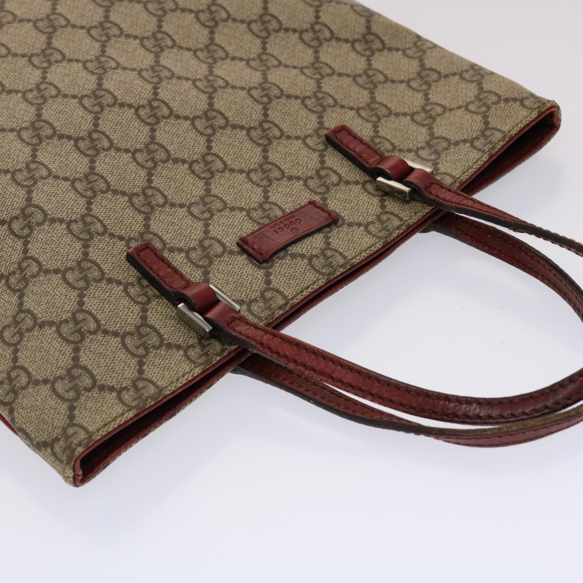 GUCCI GG Canvas Hand Bag PVC Leather Beige 117551 45960
