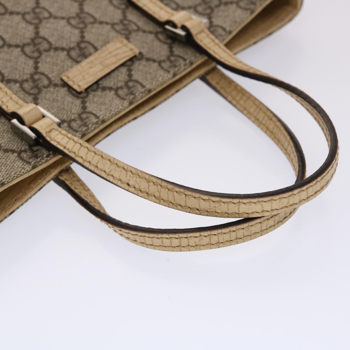 GUCCI GG Canvas Hand Bag PVC Leather Beige 117551 45968