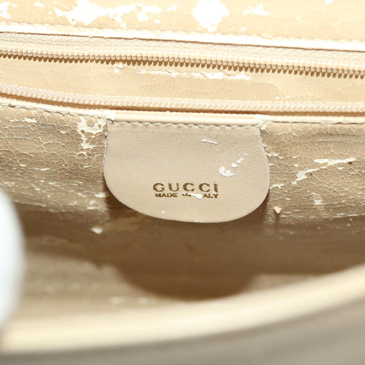 GUCCI Chain Shoulder Bag Leather Beige 45996