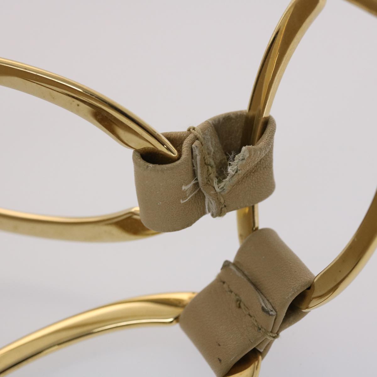 GUCCI Chain Shoulder Bag Leather Beige 45996