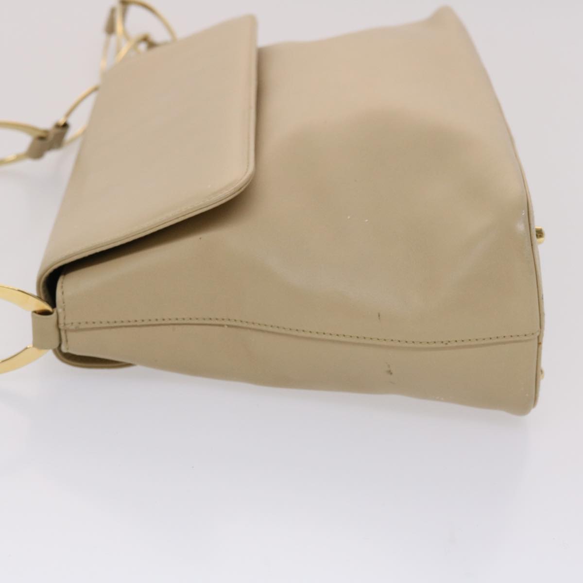 GUCCI Chain Shoulder Bag Leather Beige 45996