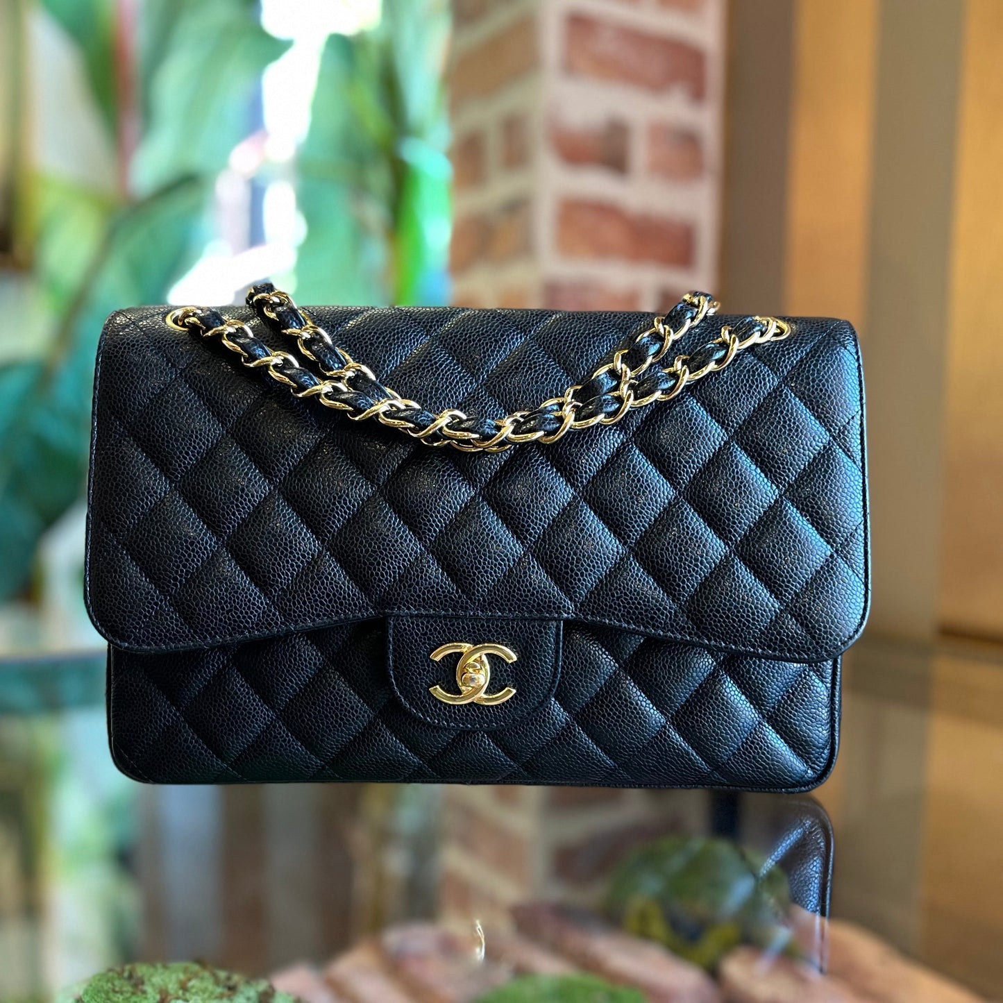 CHANEL Double Flap Jumbo Caviar Shoulder Bag
