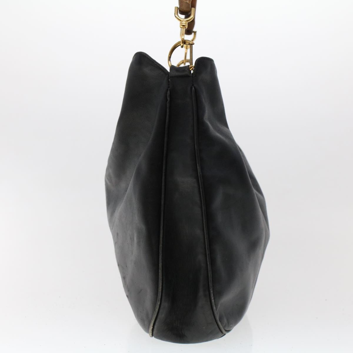 GUCCI Bamboo Shoulder Bag Leather 2way Black 46000