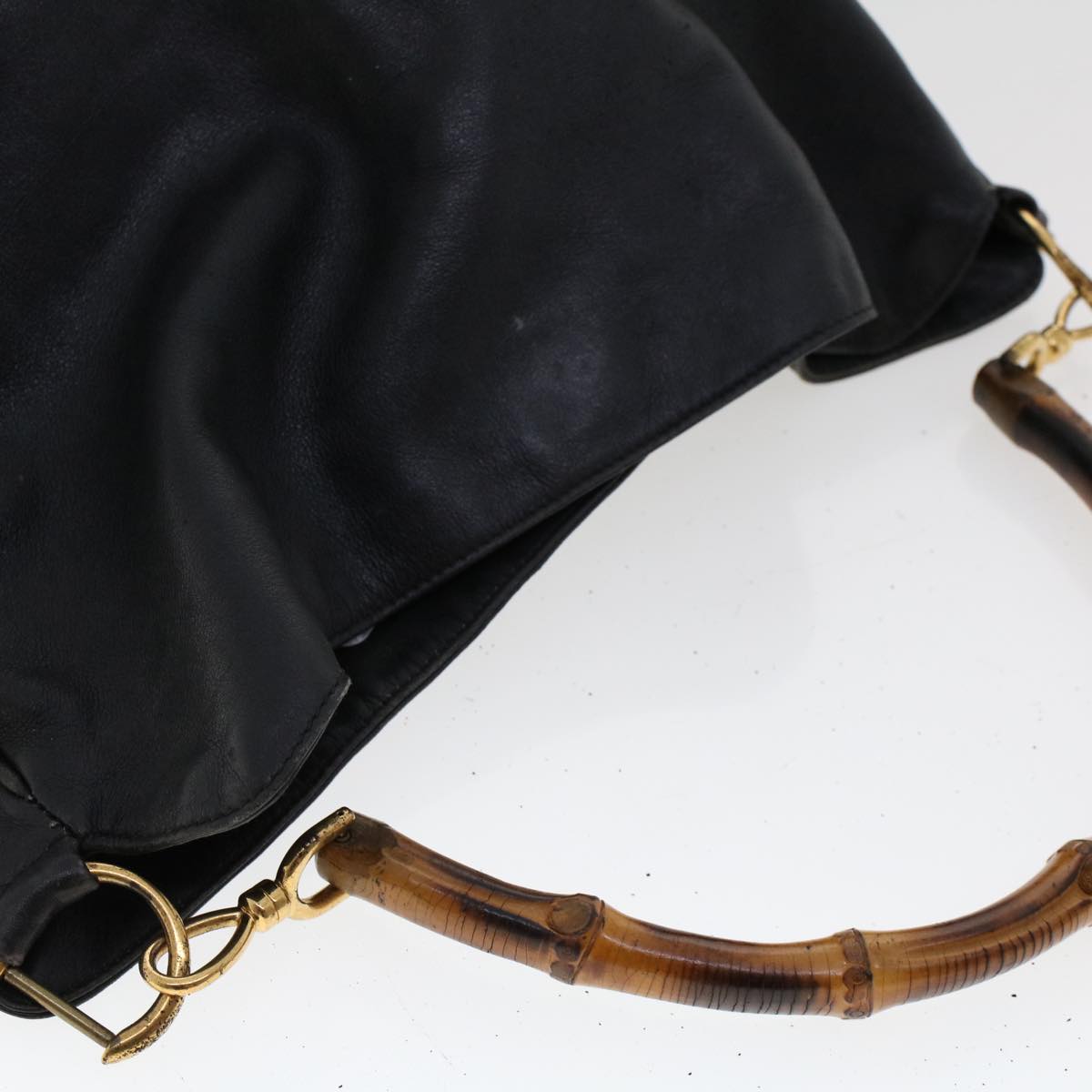 GUCCI Bamboo Shoulder Bag Leather 2way Black 46000