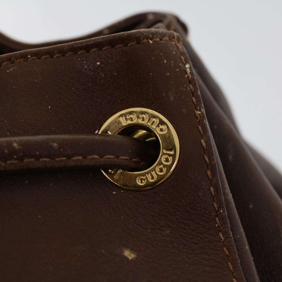 GUCCI Bamboo Hand Bag Leather 2way Brown 46001