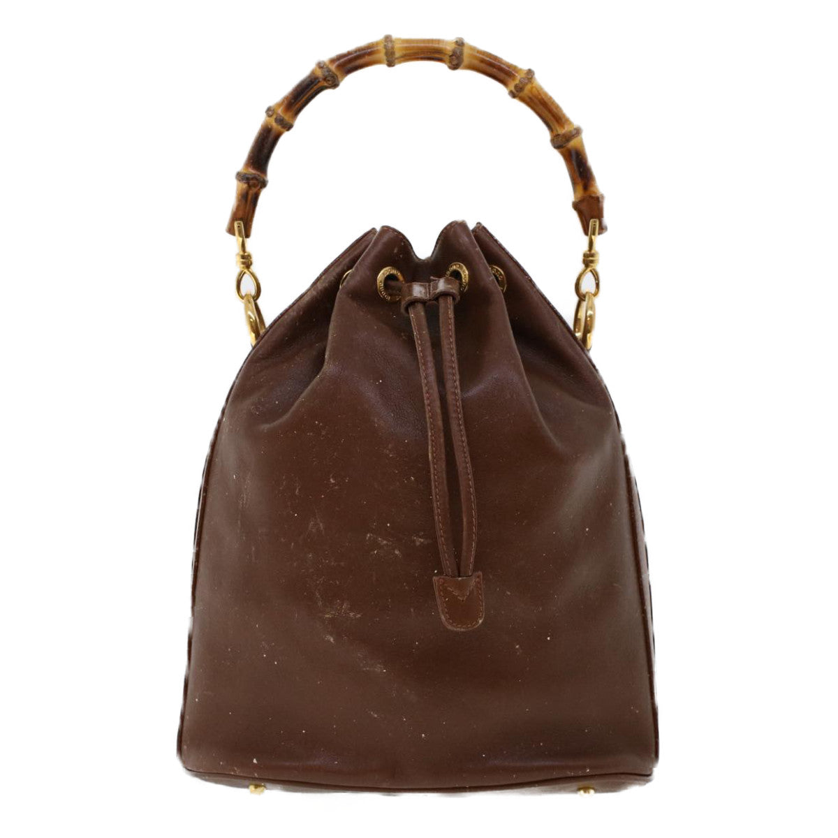 GUCCI Bamboo Hand Bag Leather 2way Brown 46001