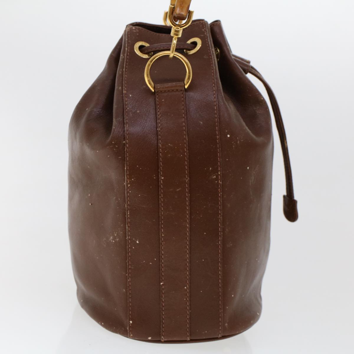 GUCCI Bamboo Hand Bag Leather 2way Brown 46001