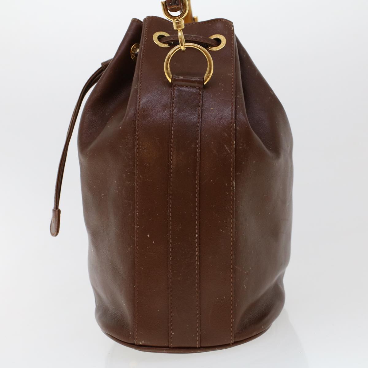 GUCCI Bamboo Hand Bag Leather 2way Brown 46001