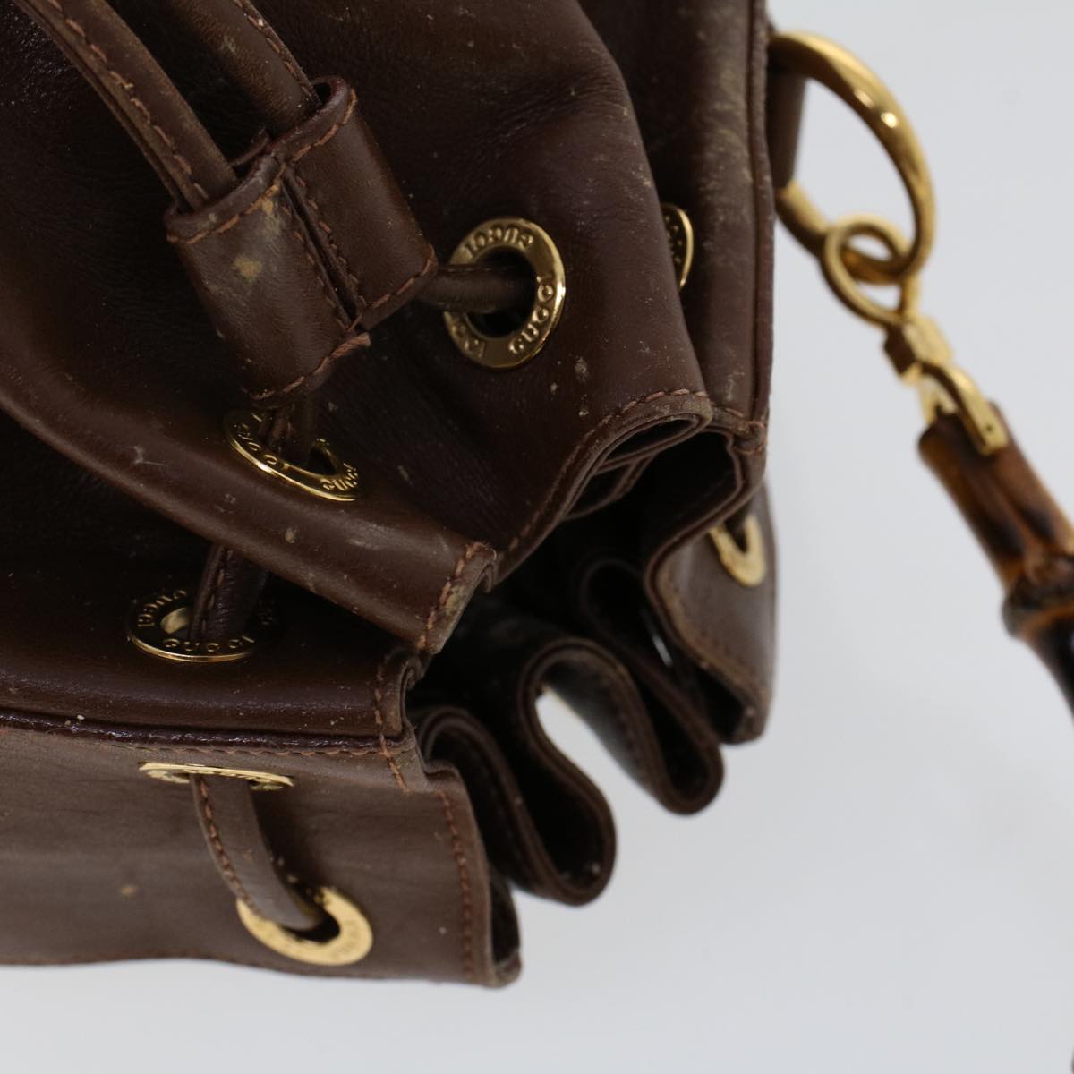 GUCCI Bamboo Hand Bag Leather 2way Brown 46001