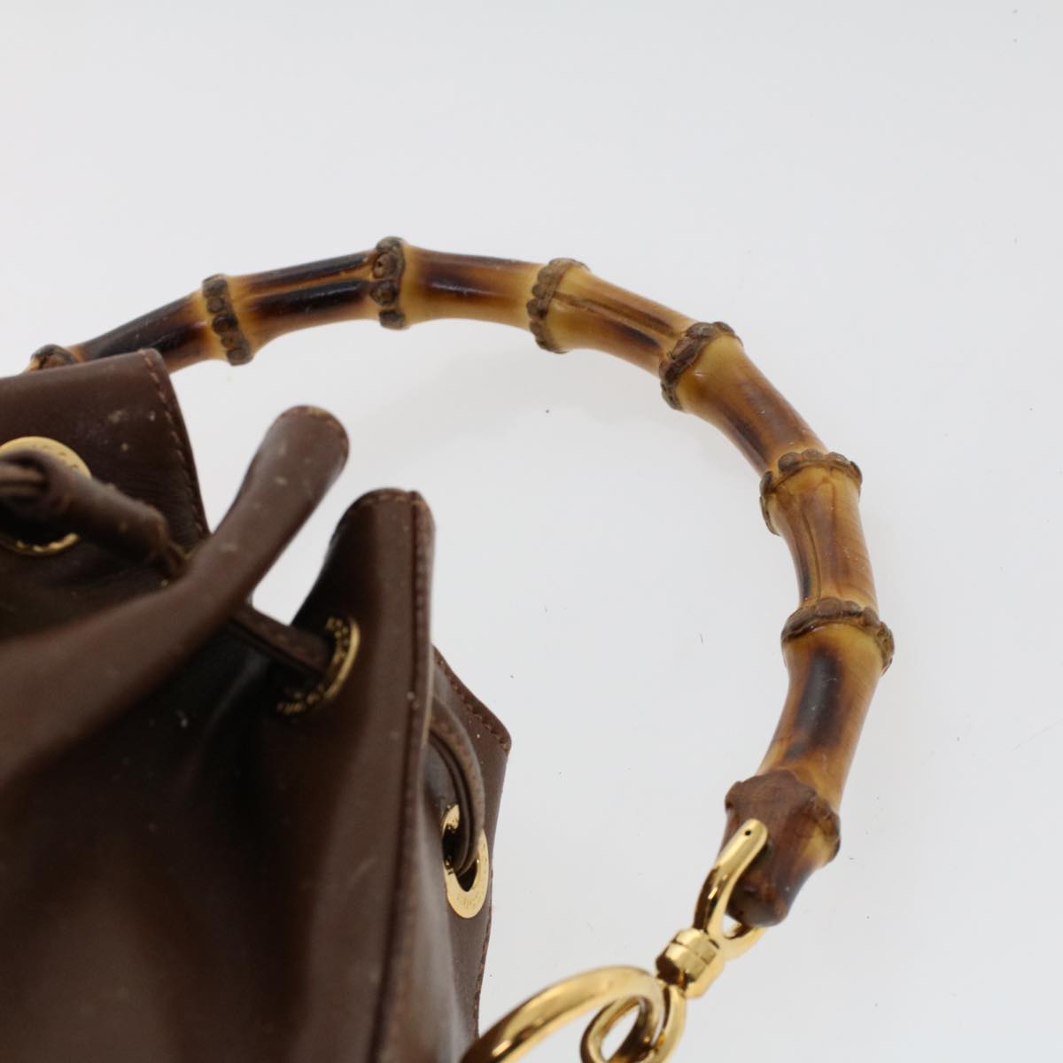 GUCCI Bamboo Hand Bag Leather 2way Brown 46001