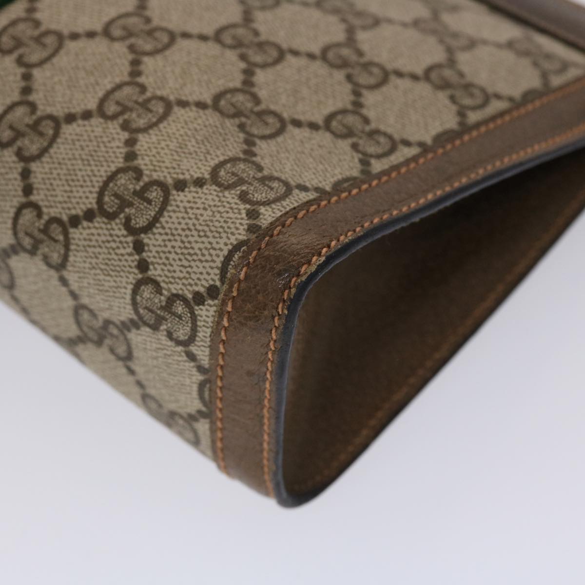 GUCCI GG Canvas Web Sherry Line Clutch Bag PVC Leather Beige Green 46133