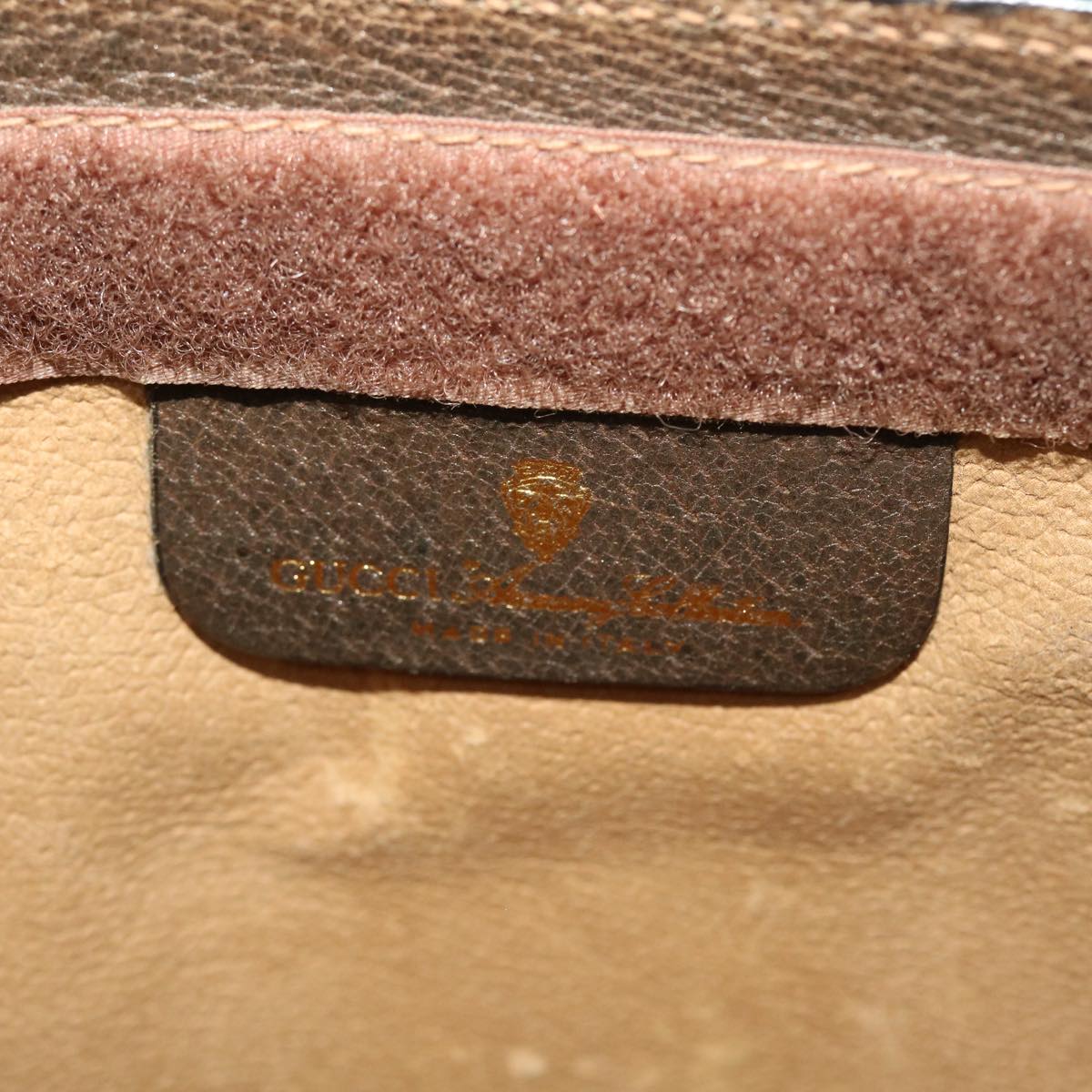 GUCCI GG Canvas Web Sherry Line Clutch Bag PVC Leather Beige Green 46133