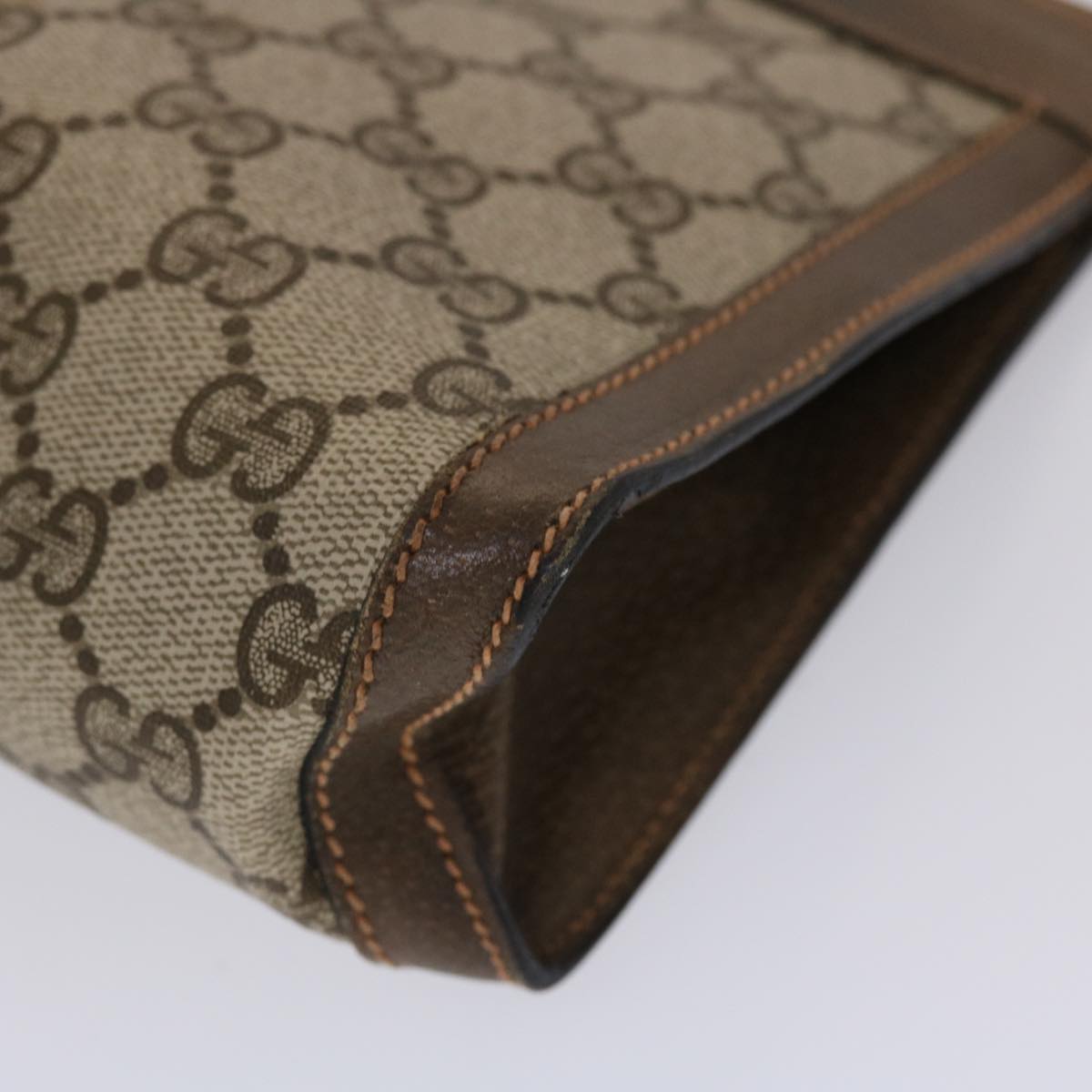 GUCCI GG Canvas Web Sherry Line Clutch Bag PVC Leather Beige Green 46133