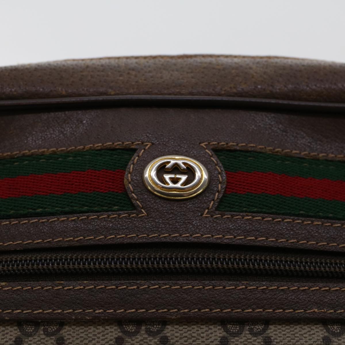 GUCCI GG Canvas Web Sherry Line Shoulder Bag Beige Red 56.02.088 46158