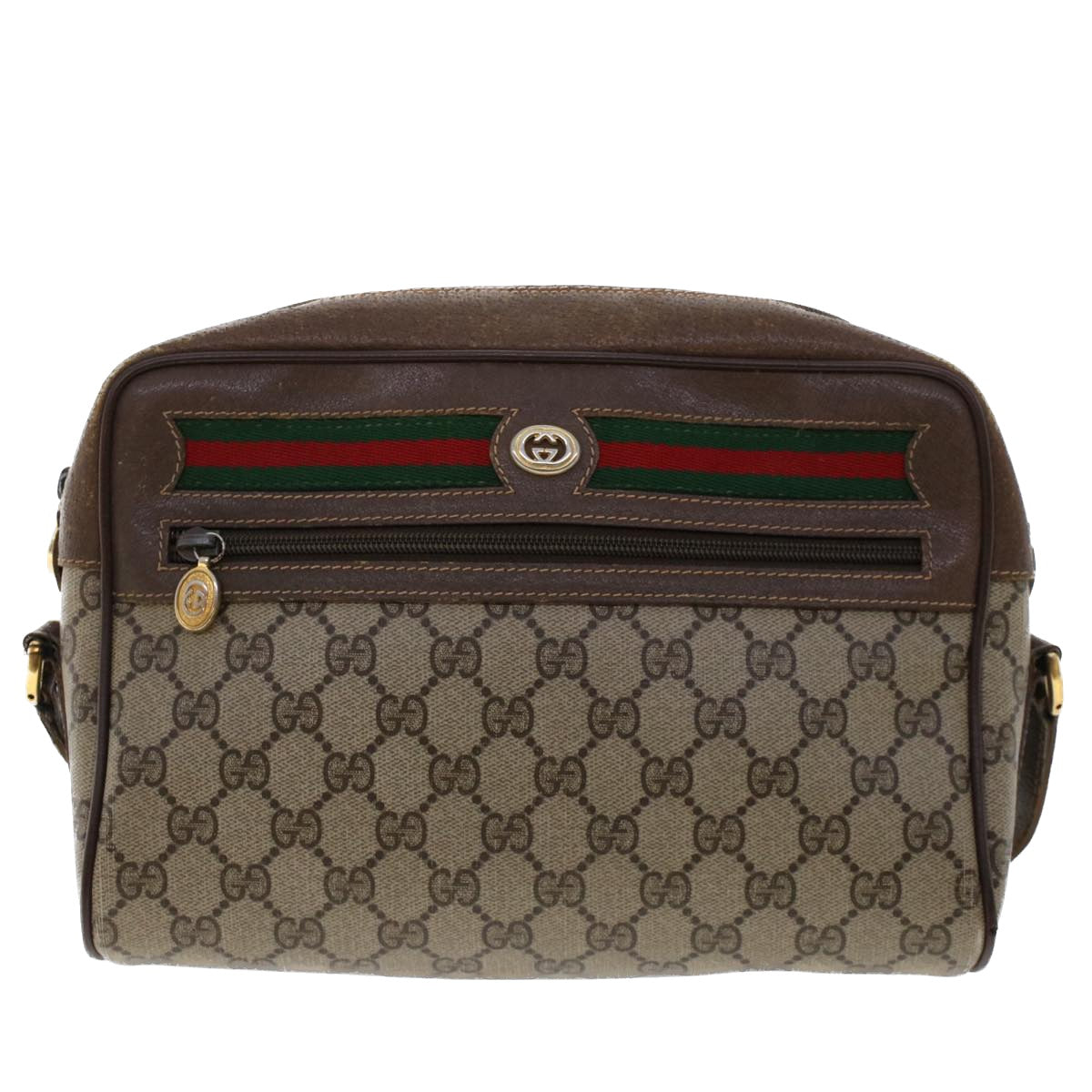 GUCCI GG Canvas Web Sherry Line Shoulder Bag Beige Red 56.02.088 46158