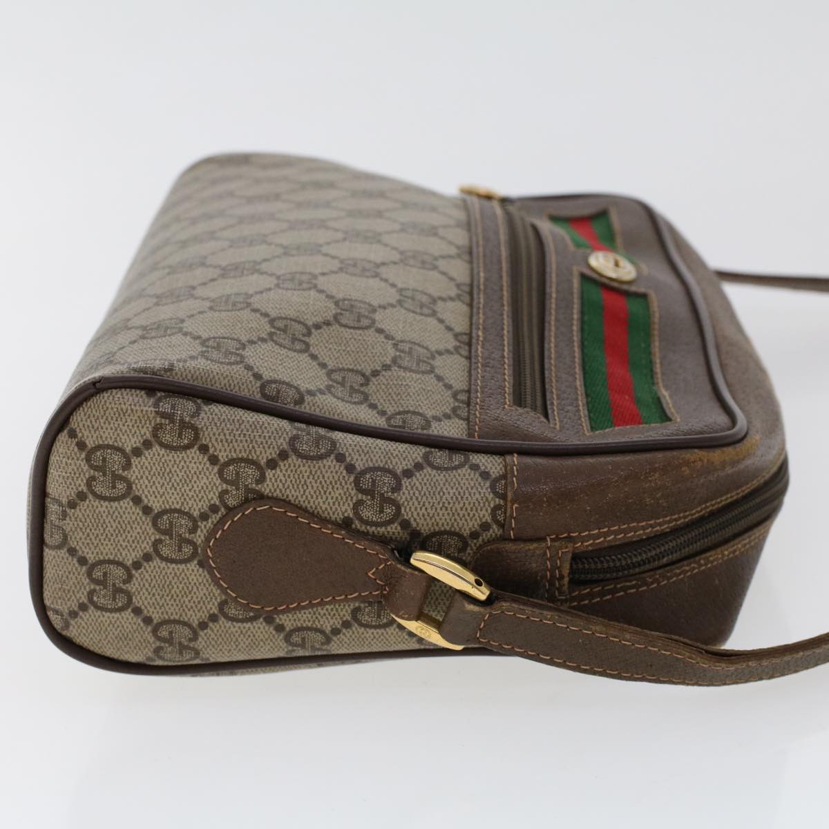 GUCCI GG Canvas Web Sherry Line Shoulder Bag Beige Red 56.02.088 46158
