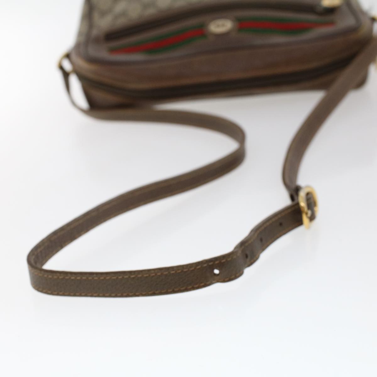 GUCCI GG Canvas Web Sherry Line Shoulder Bag Beige Red 56.02.088 46158