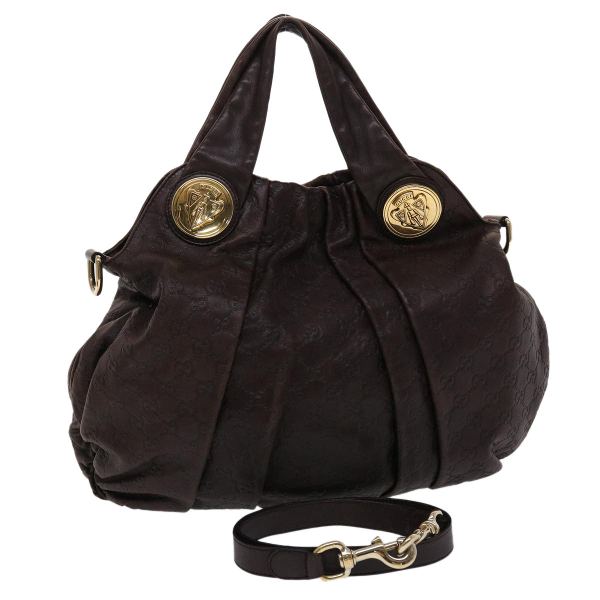 GUCCI GG Canvas Guccissima Shoulder Bag Leather 2way Brown 197016 46159