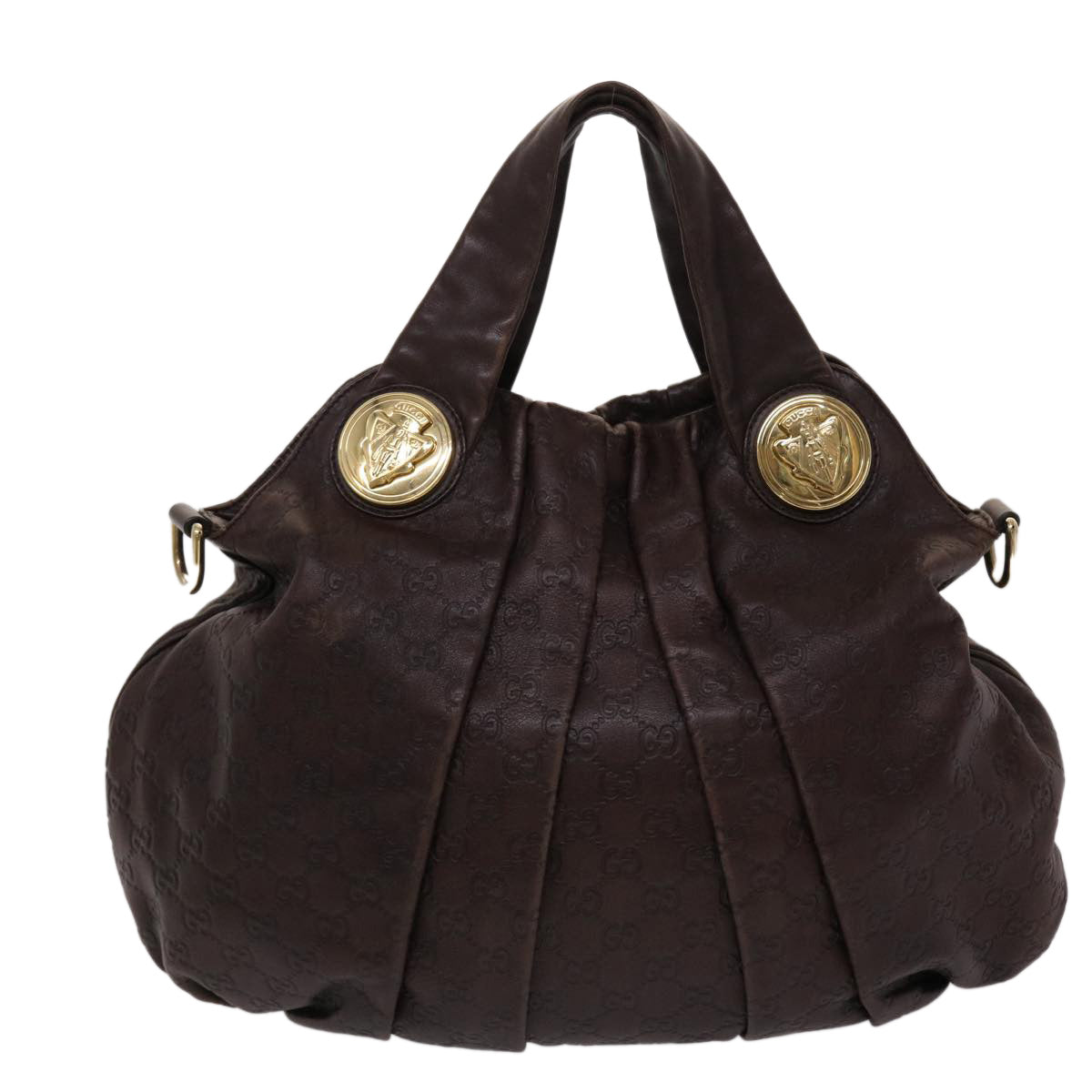 GUCCI GG Canvas Guccissima Shoulder Bag Leather 2way Brown 197016 46159