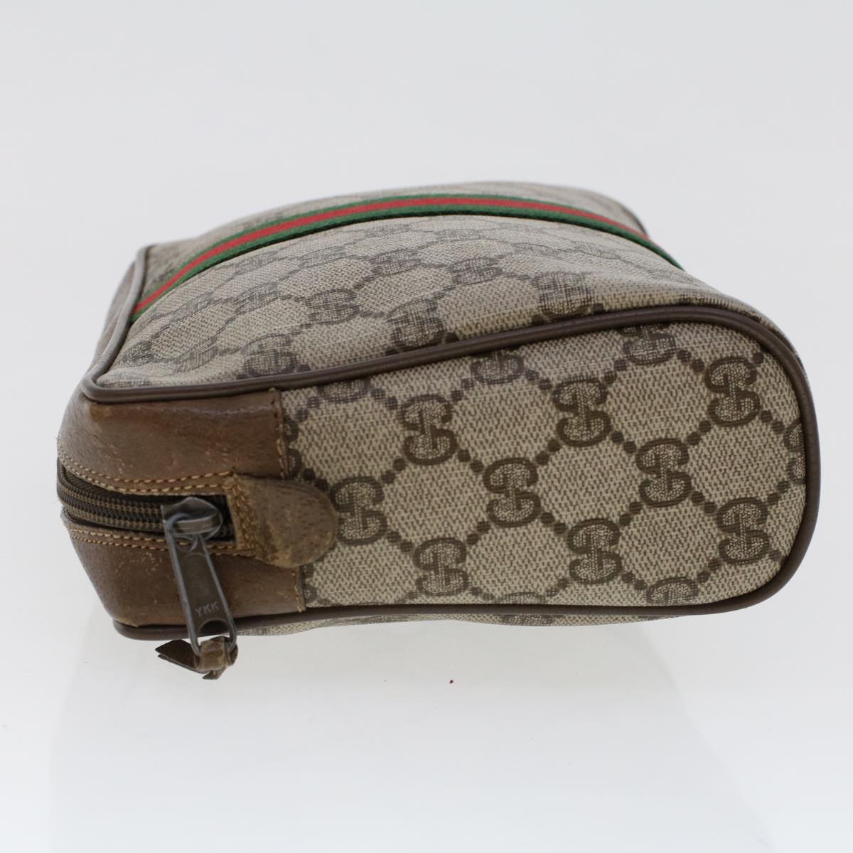 GUCCI GG Canvas Web Sherry Line Clutch Bag Beige Red 89•01•012 46162