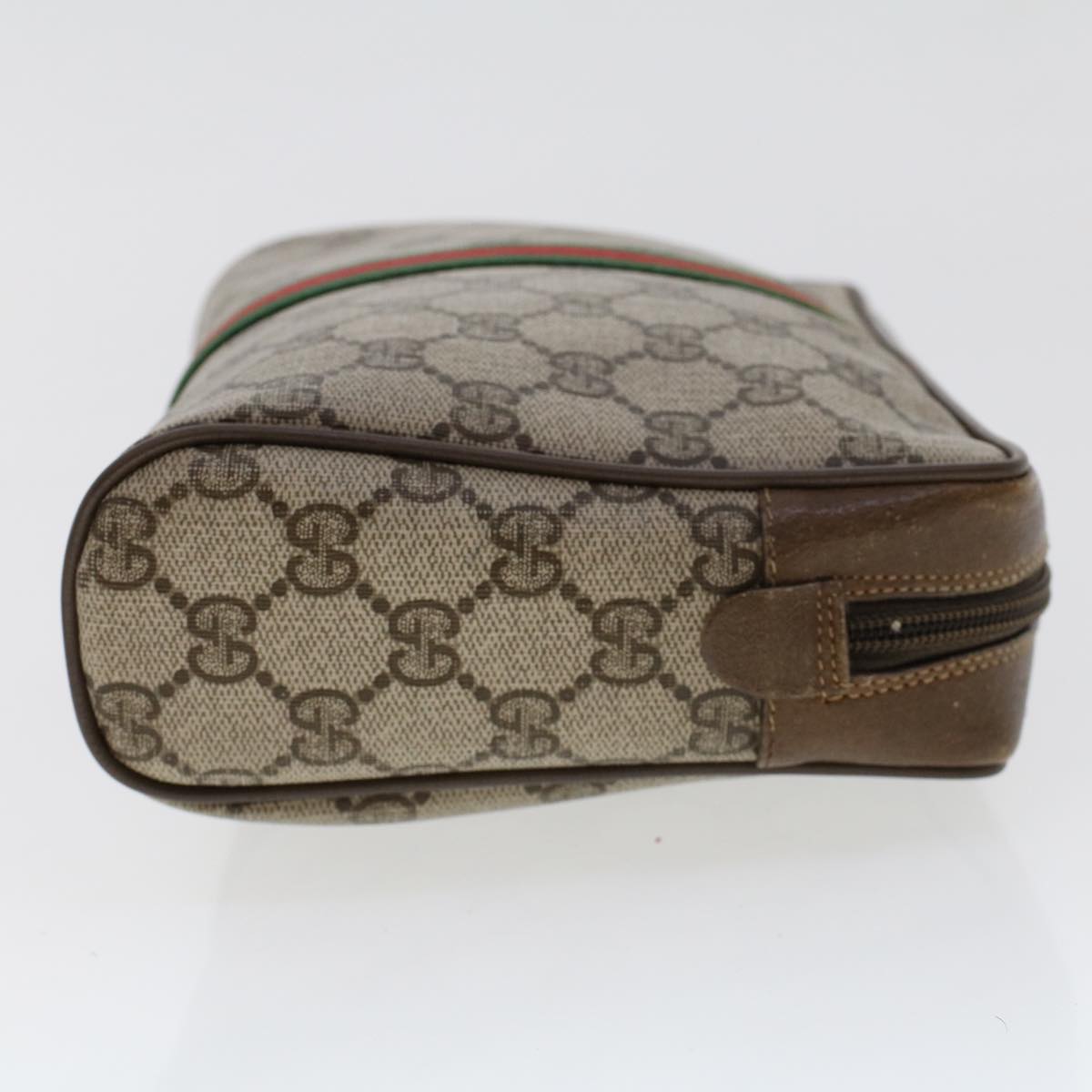 GUCCI GG Canvas Web Sherry Line Clutch Bag Beige Red 89•01•012 46162