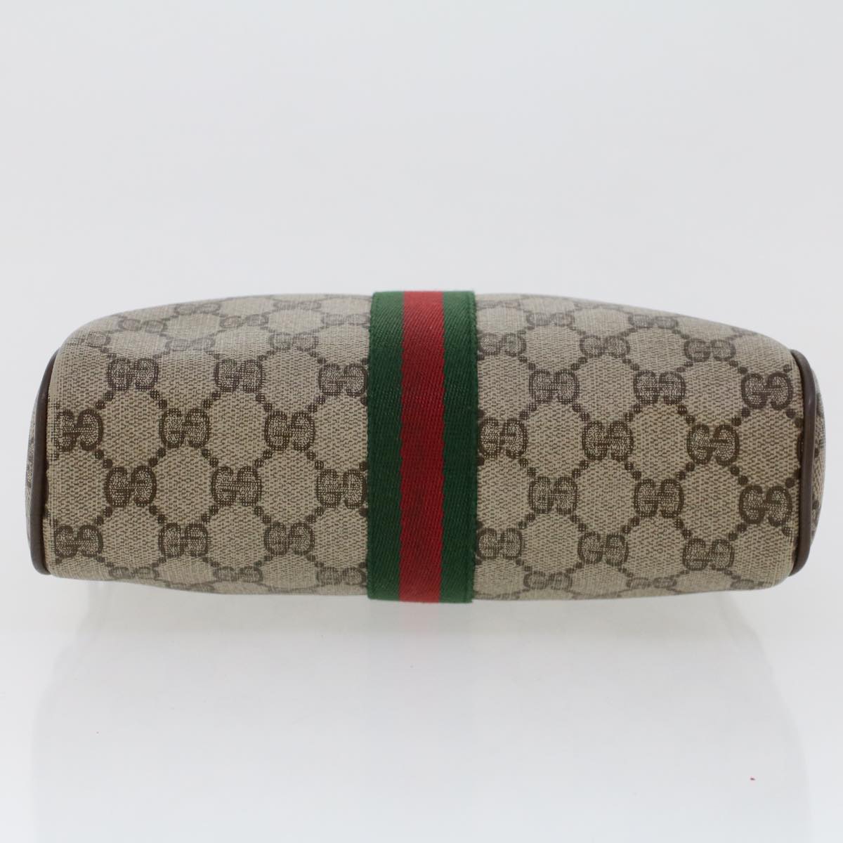 GUCCI GG Canvas Web Sherry Line Clutch Bag Beige Red 89•01•012 46162