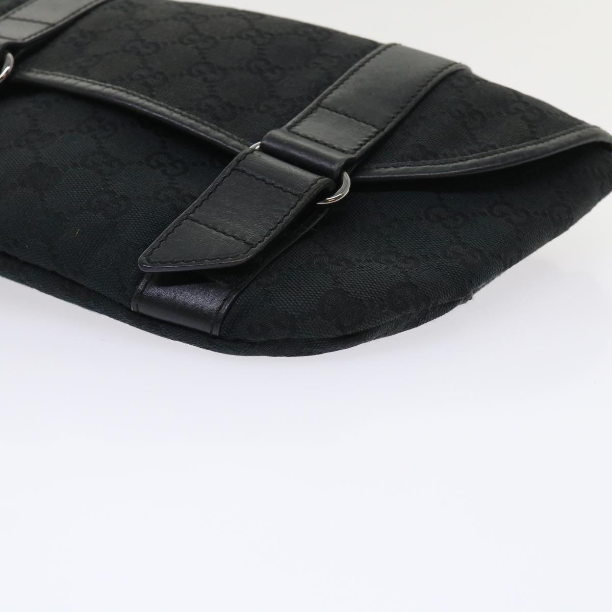 GUCCI GG Canvas Waist bag Leather Black 145851 46164
