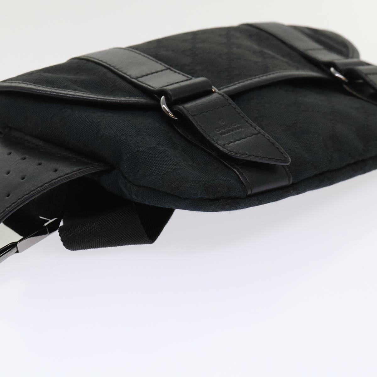GUCCI GG Canvas Waist bag Leather Black 145851 46164