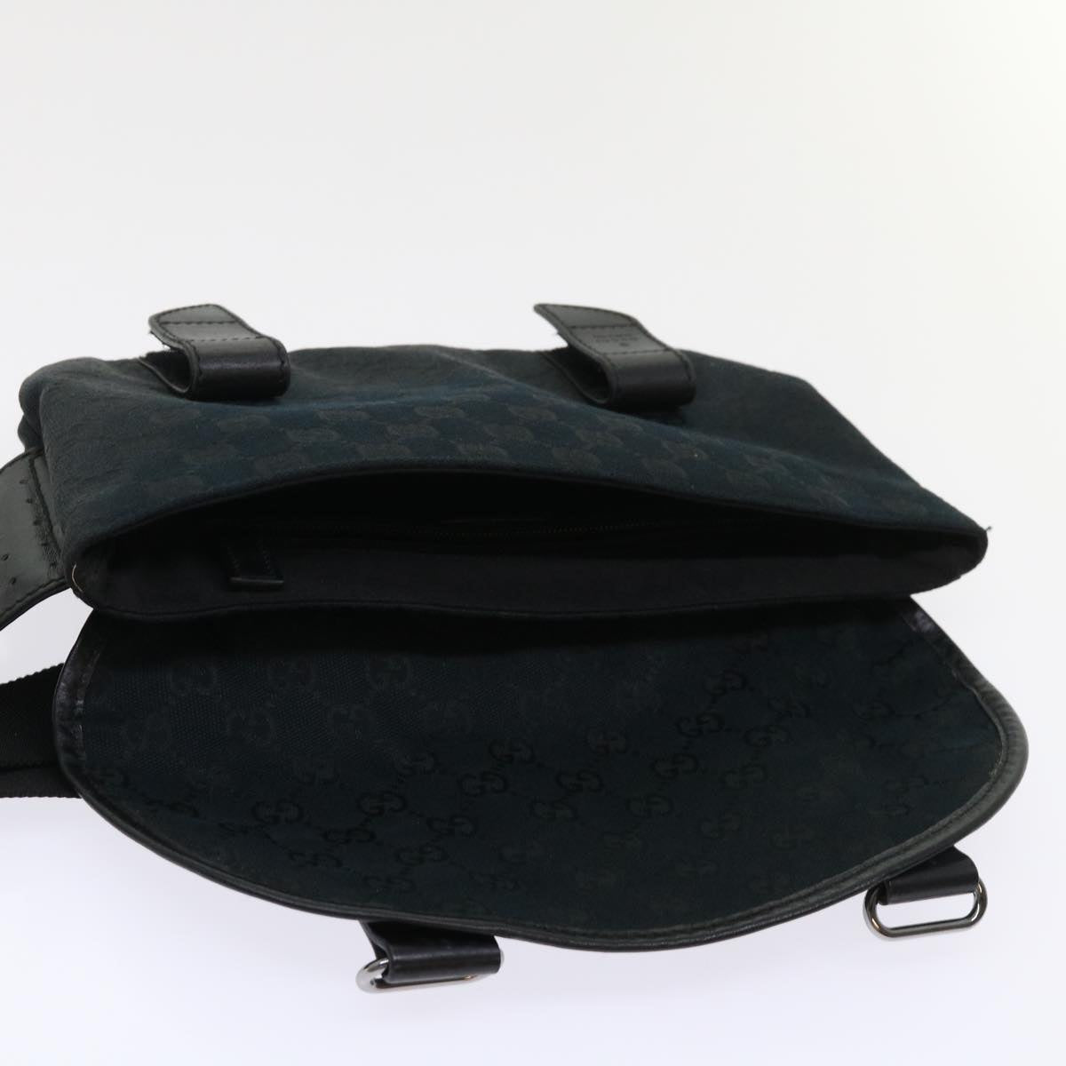 GUCCI GG Canvas Waist bag Leather Black 145851 46164