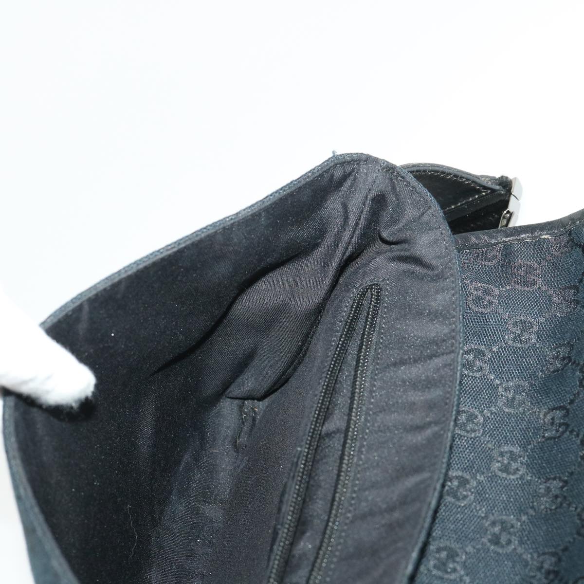 GUCCI GG Canvas Waist bag Leather Black 145851 46164