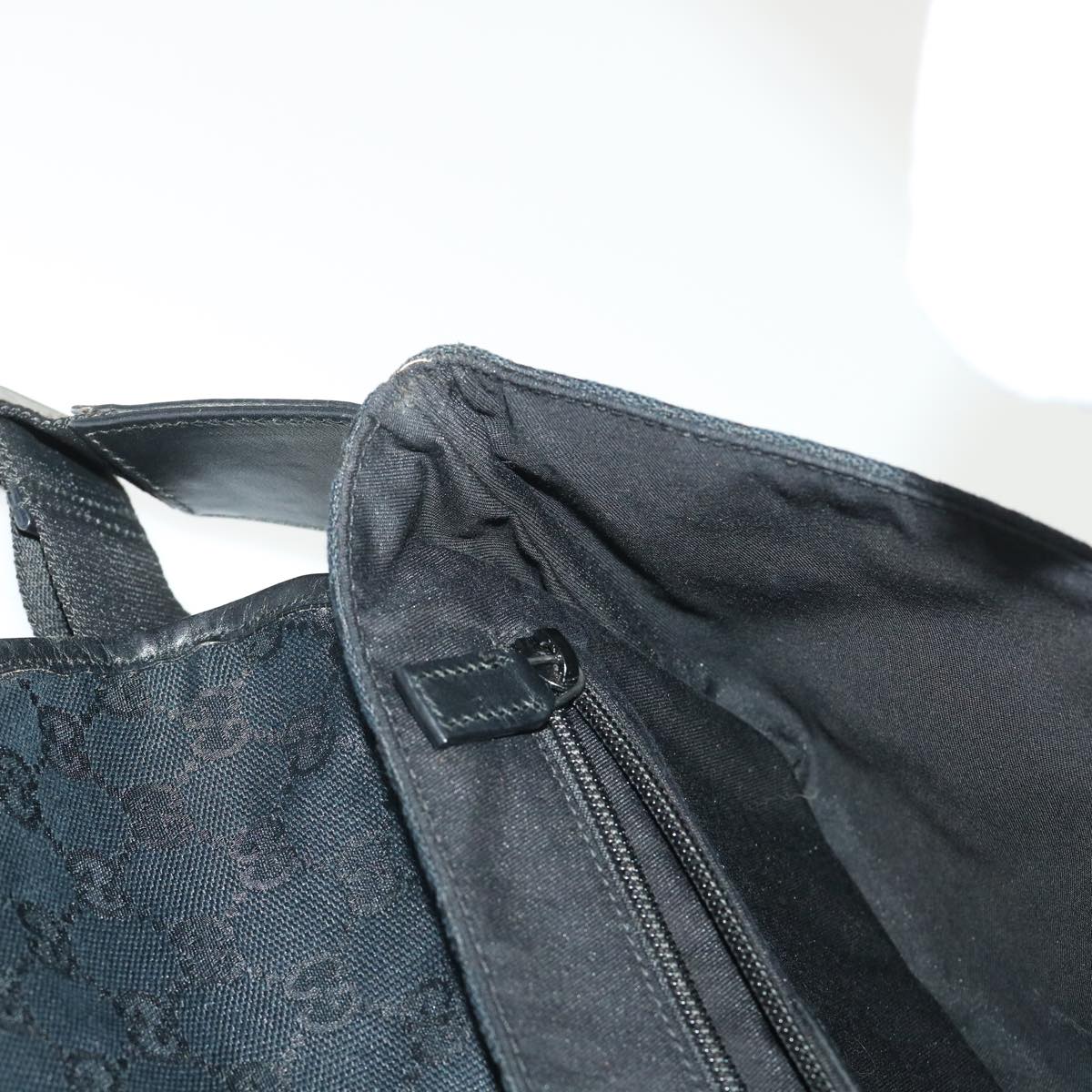 GUCCI GG Canvas Waist bag Leather Black 145851 46164