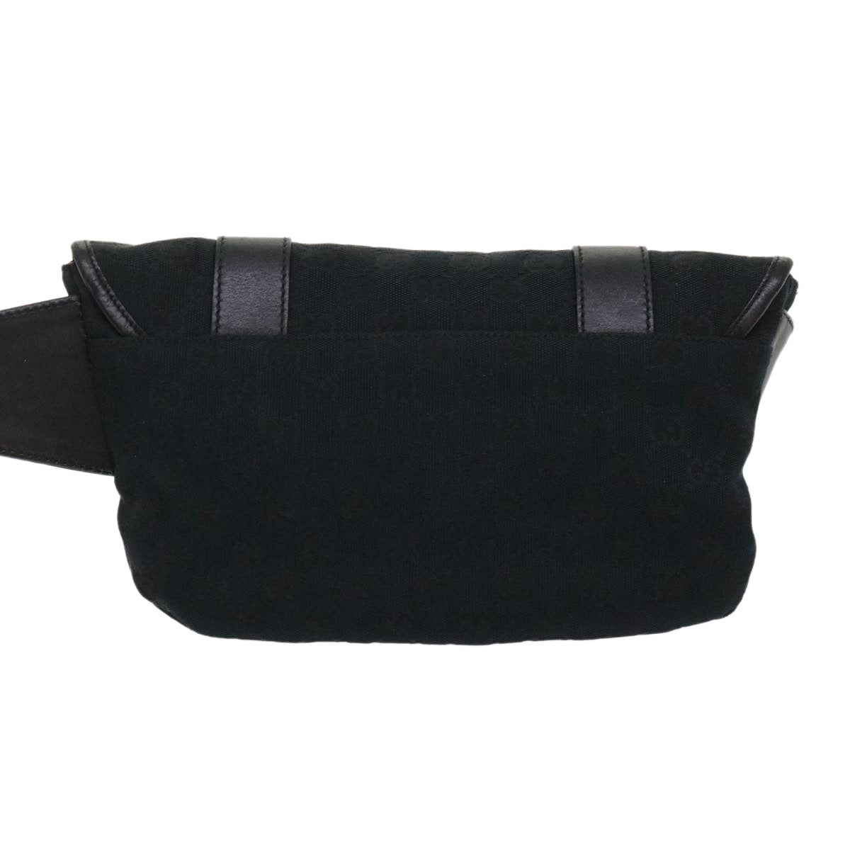 GUCCI GG Canvas Waist bag Leather Black 145851 46164