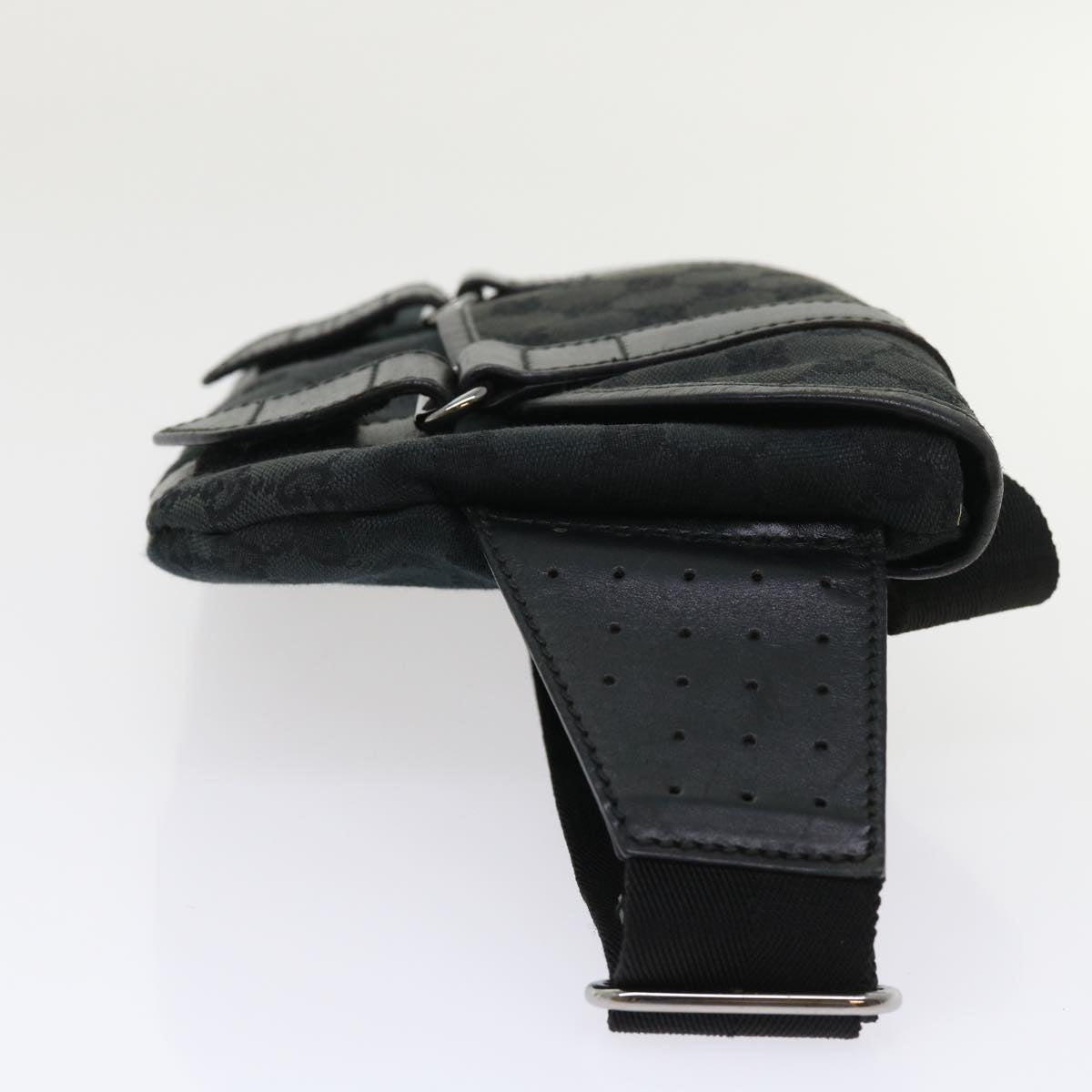GUCCI GG Canvas Waist bag Leather Black 145851 46164