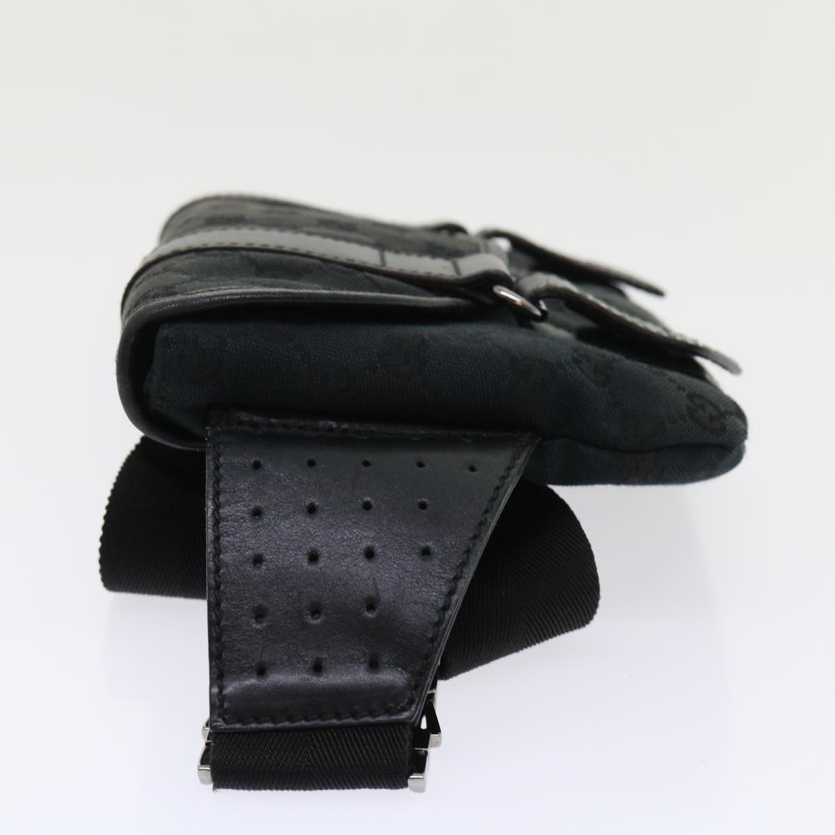 GUCCI GG Canvas Waist bag Leather Black 145851 46164