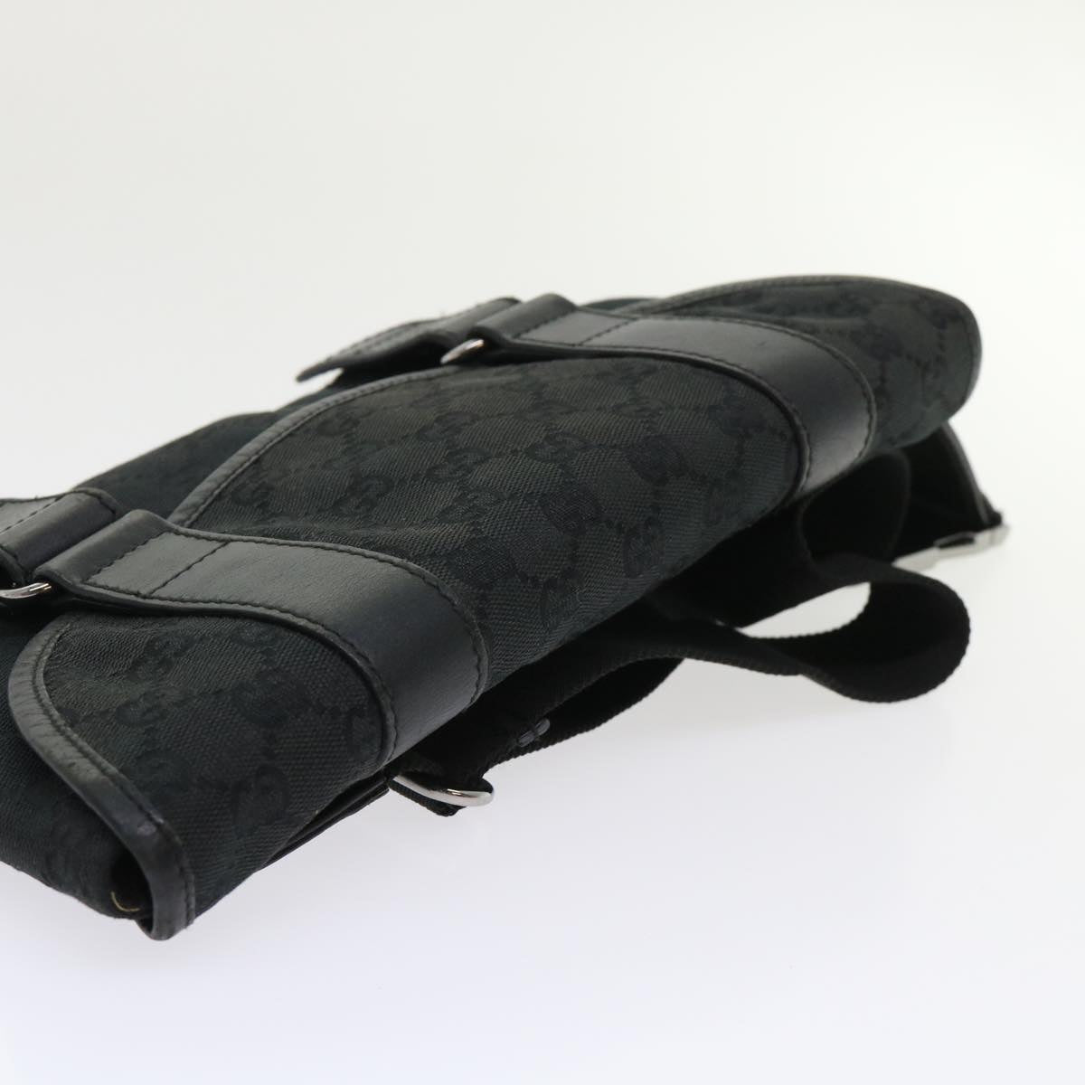 GUCCI GG Canvas Waist bag Leather Black 145851 46164