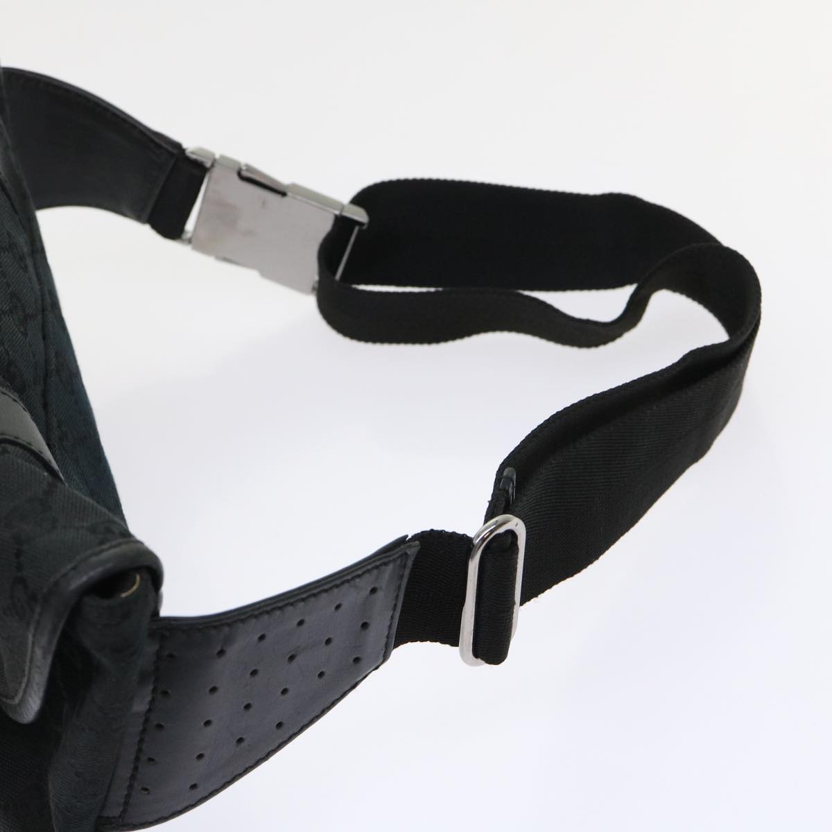 GUCCI GG Canvas Waist bag Leather Black 145851 46164