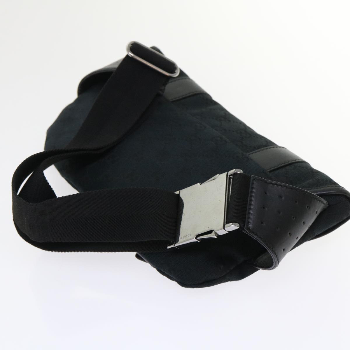 GUCCI GG Canvas Waist bag Leather Black 145851 46164