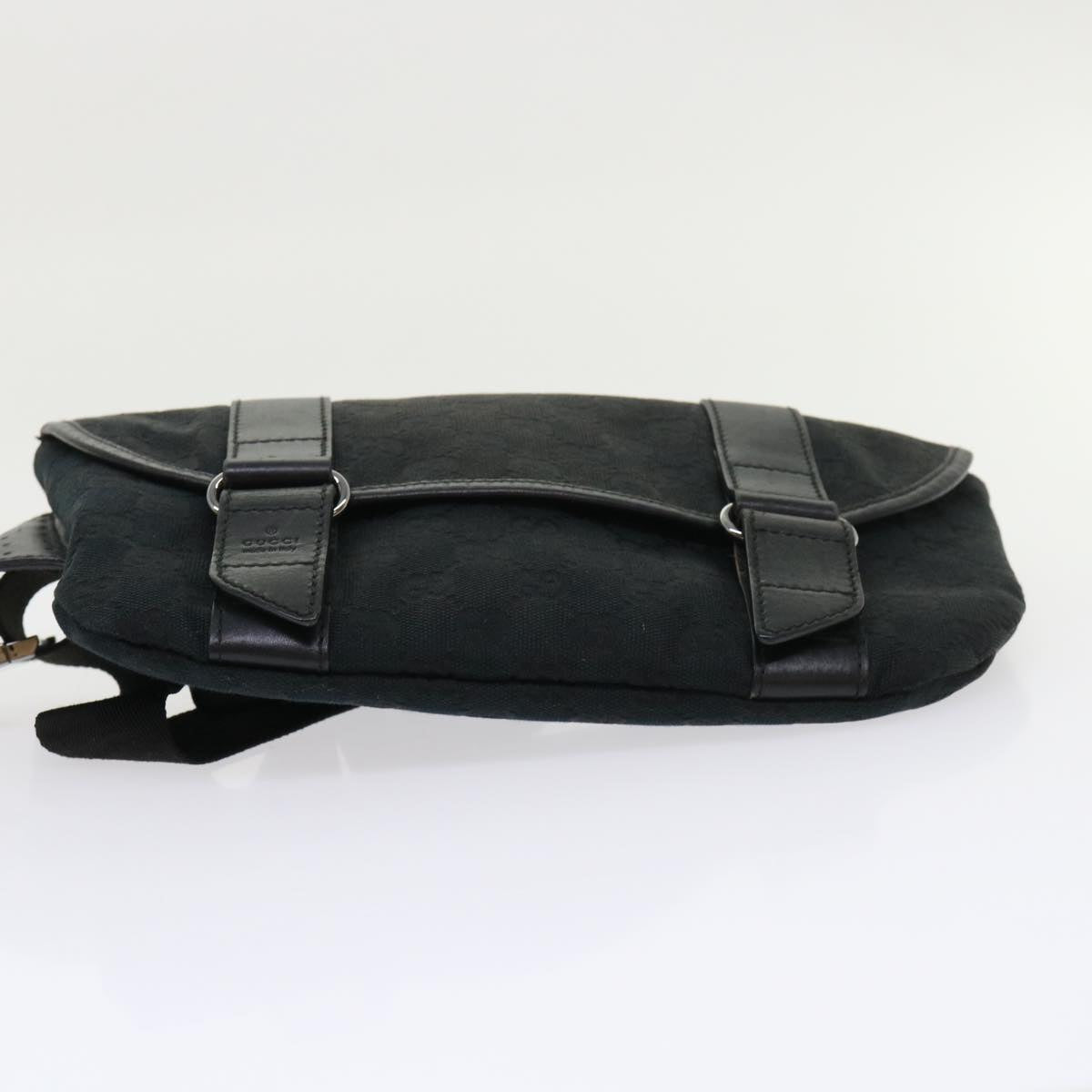 GUCCI GG Canvas Waist bag Leather Black 145851 46164