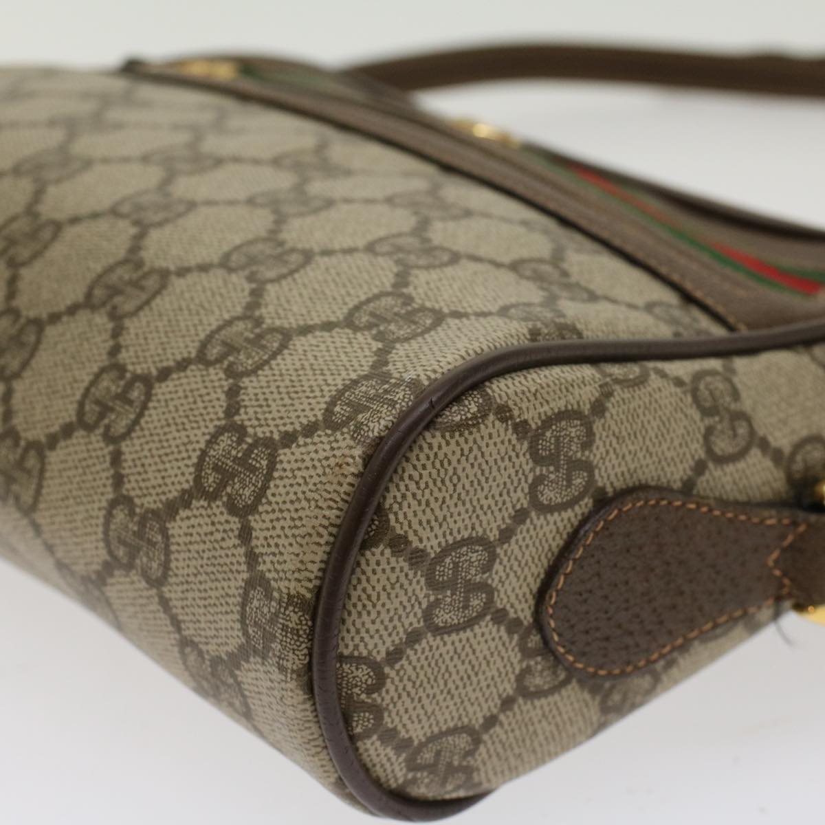 GUCCI GG Canvas Web Sherry Line Shoulder Bag Beige Red 119.02.087 46468