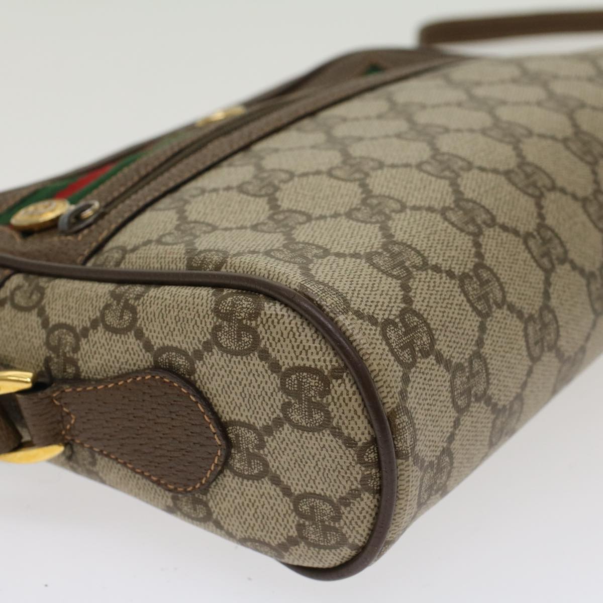 GUCCI GG Canvas Web Sherry Line Shoulder Bag Beige Red 119.02.087 46468