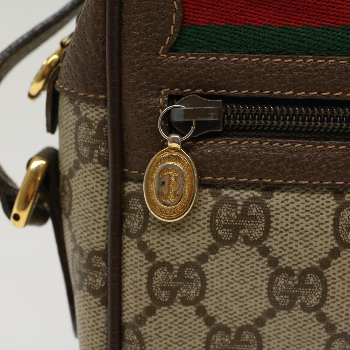 GUCCI GG Canvas Web Sherry Line Shoulder Bag Beige Red 119.02.087 46468